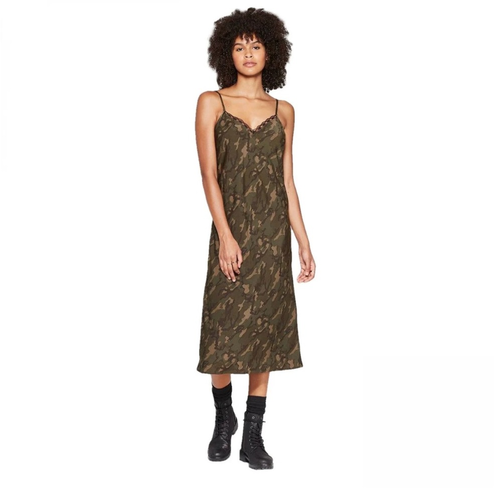 Wild Fable Green Camouflage Slip  Dress